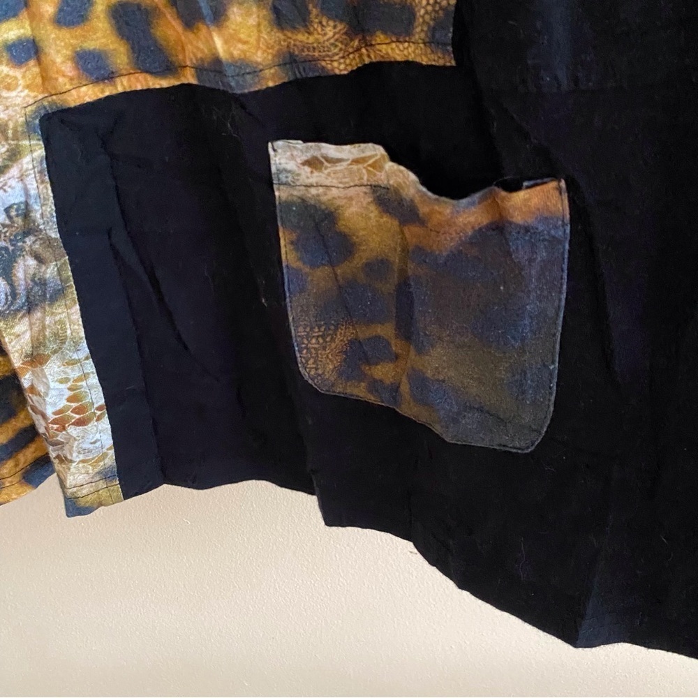 Parsley & Sage 3X Leopard Paisley Patchwork Tunic Top Stretch Boho Artsy Office - Picture 7 of 15
